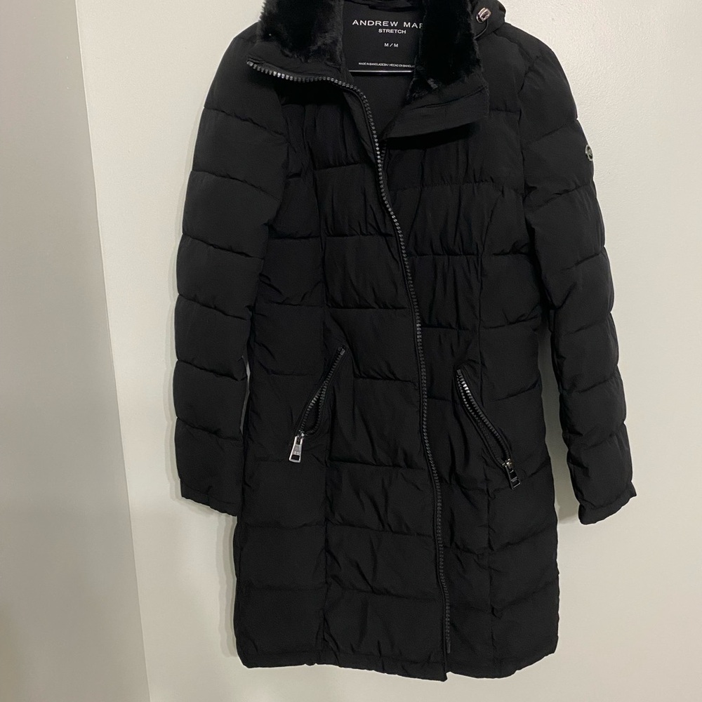 Andrew Marc Women's Black Long Puffer Coat